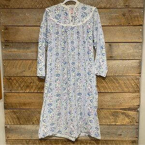 VTG Honors Intimates Womens Medium Flannel Pajamas Sleepshirt Nightgown Prairie